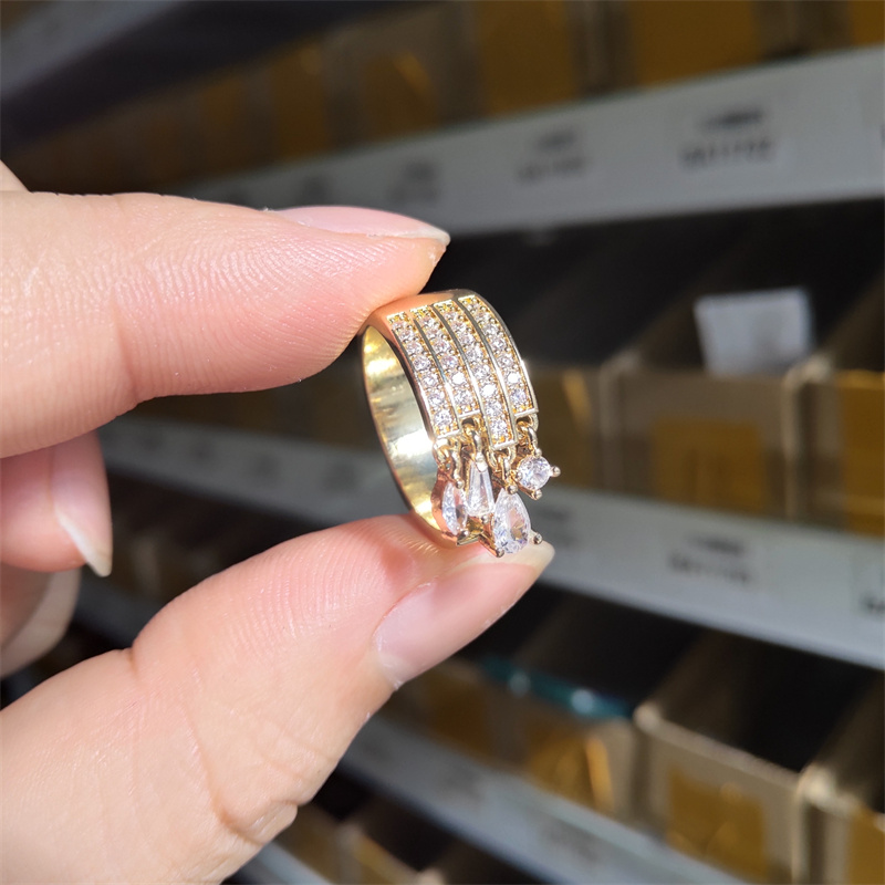 Fashion Multilayer Water Drop CZ Ring Zirconia Engagement Open Rings for Women Korea Sier Color Girls Wedding Jewelry