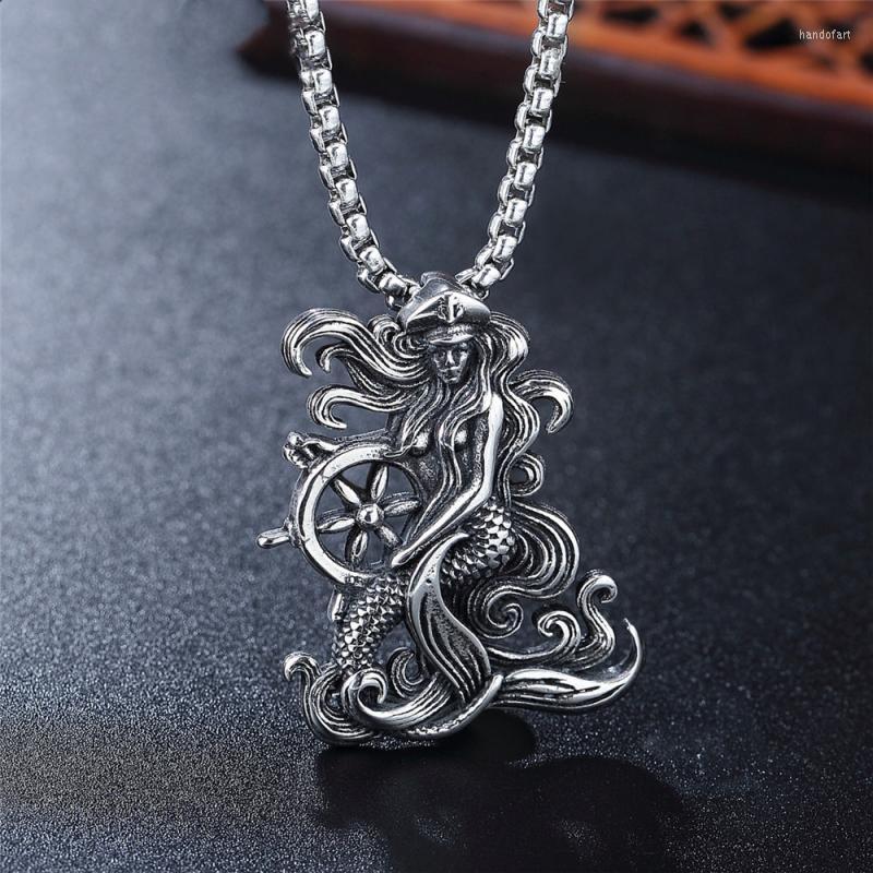 Pendant Necklaces Vintage Silver Color Ocean Lady Mermaid Captain Men's Women's Stainless Steel Necklace Accessories Fashion Jewelry
Pendant Necklaces Vintage Silver Color Ocean Lady Mermaid Captain Men's Women's Stainless Steel Necklace Accessories Fashion Jewelry