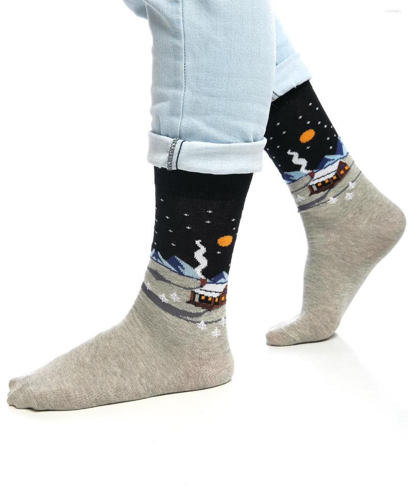 Men's Socks Snow Landscape Pattern Male Christmas Stocking, Multi