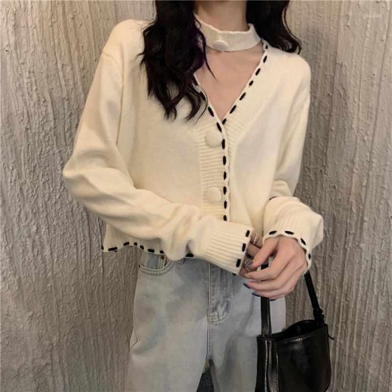 Women's Knits Striped Knitted Sweater Cardigan Women V-Neck Single Breasted Loose Casual Cropped Jumpers With Choker Designer Outwears X550, Black
Women's Knits Striped Knitted Sweater Cardigan Women V-Neck Single Breasted Loose Casual Cropped Jumpers With Choker Designer Outwears X550, Black