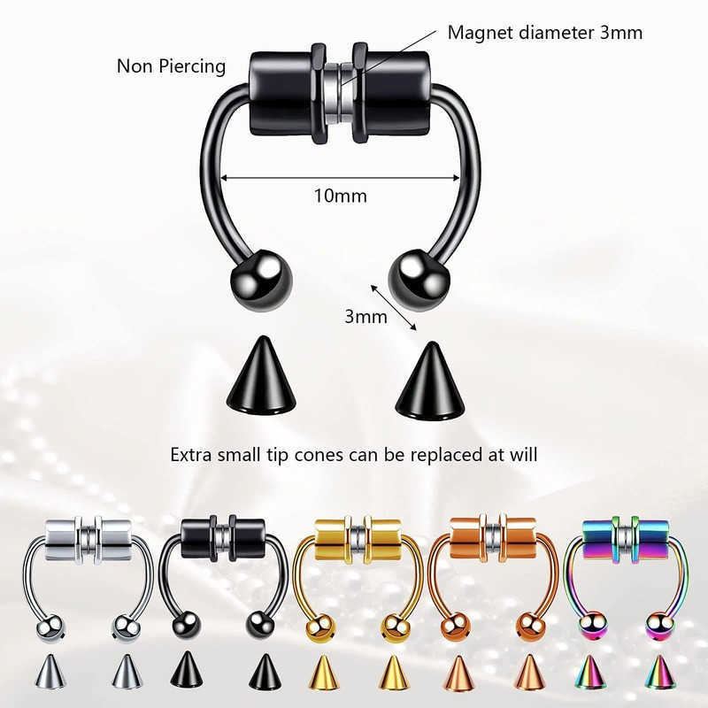Magnetic Septum Piercing Fake Nose Ring for Women 316L Stainless Steel - view 3