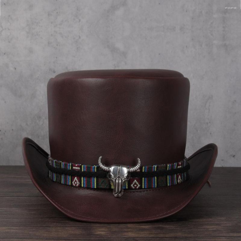 Berets Women Men Leather Top Hat Flat Costume Steampunk Magician Dress Up Party Black Roll Brim
Berets Women Men Leather Top Hat Flat Costume Steampunk Magician Dress Up Party Black Roll Brim