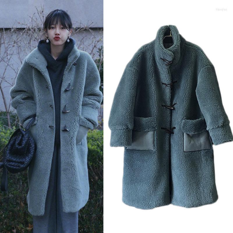 Women' Fur The Horn Button Lamb Wool Coat Women' Mid-length Granular Sheep Shearing Blue Solid Color
Women' Fur The Horn Button Lamb Wool Coat Women' Mid-length Granular Sheep Shearing Blue Solid Color