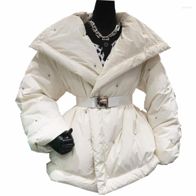 Women's Down 2022 Winter Korean Style Belted White Duck Jacket Female Fashion Big Lapel Beading Parka Office Ladies Loose Coat
Women's Down 2022 Winter Korean Style Belted White Duck Jacket Female Fashion Big Lapel Beading Parka Office Ladies Loose Coat