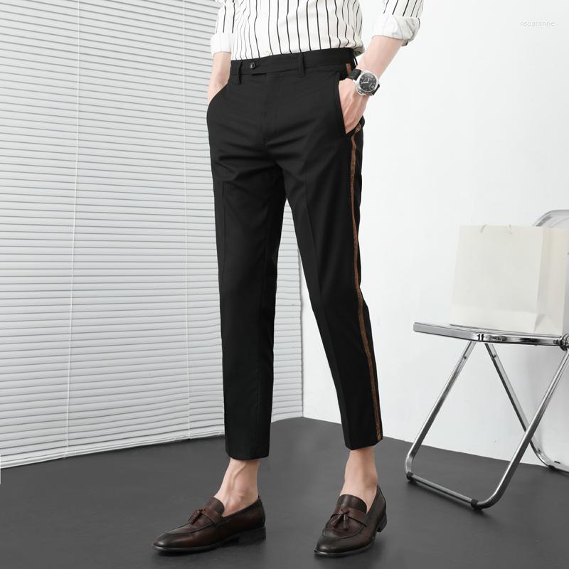 Men's Suits Men Casual Slim Ankle Length Trousers Side Webbing Line Dress Pants High Quality Business Office Social Suit Fashion, Black
Men's Suits Men Casual Slim Ankle Length Trousers Side Webbing Line Dress Pants High Quality Business Office Social Suit Fashion, Black