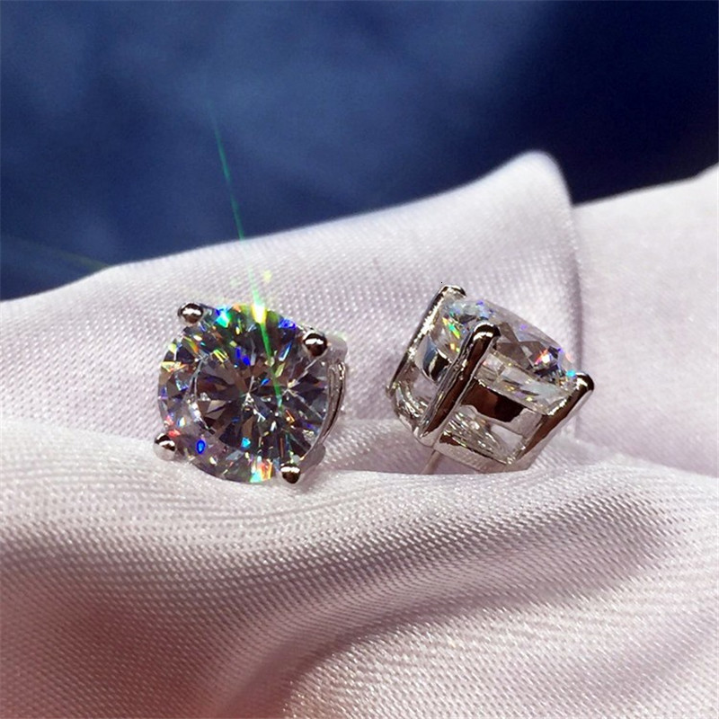 Stud Trendy 5mm9mm Lab Diamond Earring 100% Real 925 sterling silver Jewelry Engagement Wedding Earrings for Women men Bijou 221119