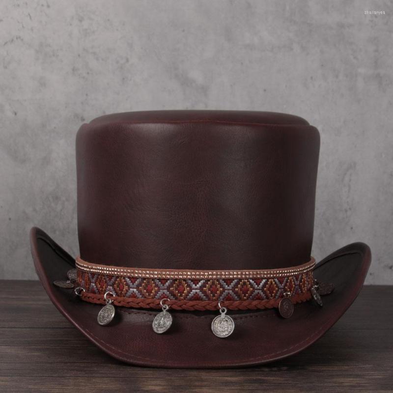 Berets Women Men Leather Top Hat President Traditional Fedora Magic Tassel Cosplay Party Cap Dropshiping 3Size 13CM, Black
Berets Women Men Leather Top Hat President Traditional Fedora Magic Tassel Cosplay Party Cap Dropshiping 3Size 13CM, Black