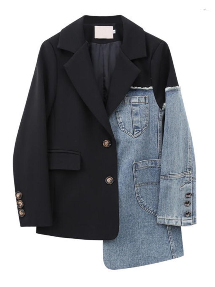 Women's Suits Women Vintage Fashion Blazer Denim Patchwork Jackets 2022 Autumn Winter Irregular Coat Long Sleeve Loose Korean Outerwear, Brown
Women's Suits Women Vintage Fashion Blazer Denim Patchwork Jackets 2022 Autumn Winter Irregular Coat Long Sleeve Loose Korean Outerwear, Brown