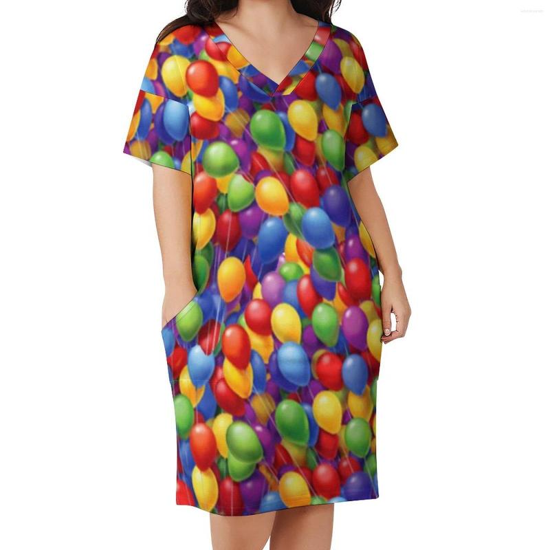 Plus Size Dresses Colorful Balloon Dress V Neck Bright Balloons Print Korean Fashion Summer Elegant Casual Women Clothes, Style-12
Plus Size Dresses Colorful Balloon Dress V Neck Bright Balloons Print Korean Fashion Summer Elegant Casual Women Clothes, Style-12