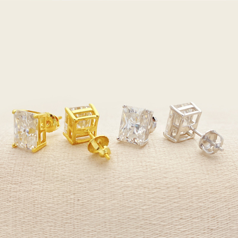 S Sterg Sier Test Dia Pass Moissanite Studs Earrings Men Women Nice Gift for Friends