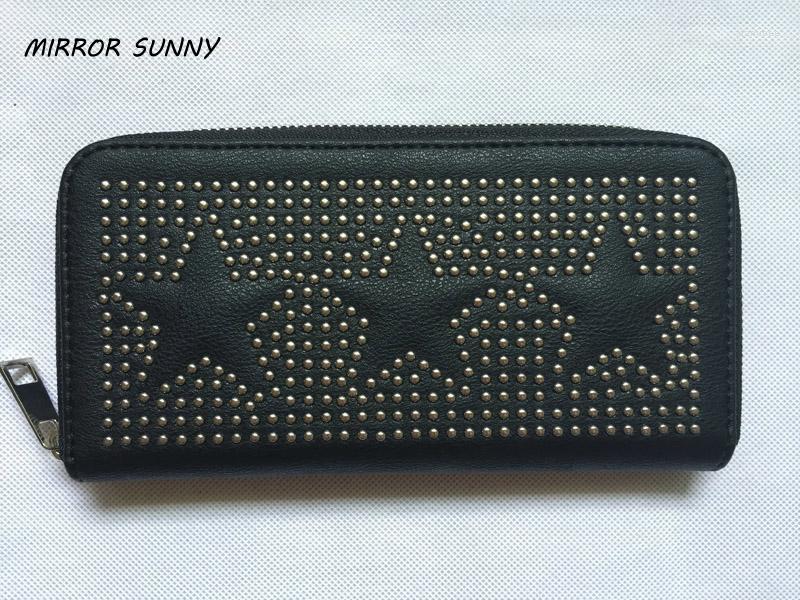 Wallets MIRROR SUNNY Rivet Design PU Women Long Wallet Female Zipper Purse Lady Casual Handbag Large Capacity Cellphone Bag Card Holder, Black
Wallets MIRROR SUNNY Rivet Design PU Women Long Wallet Female Zipper Purse Lady Casual Handbag Large Capacity Cellphone Bag Card Holder, Black