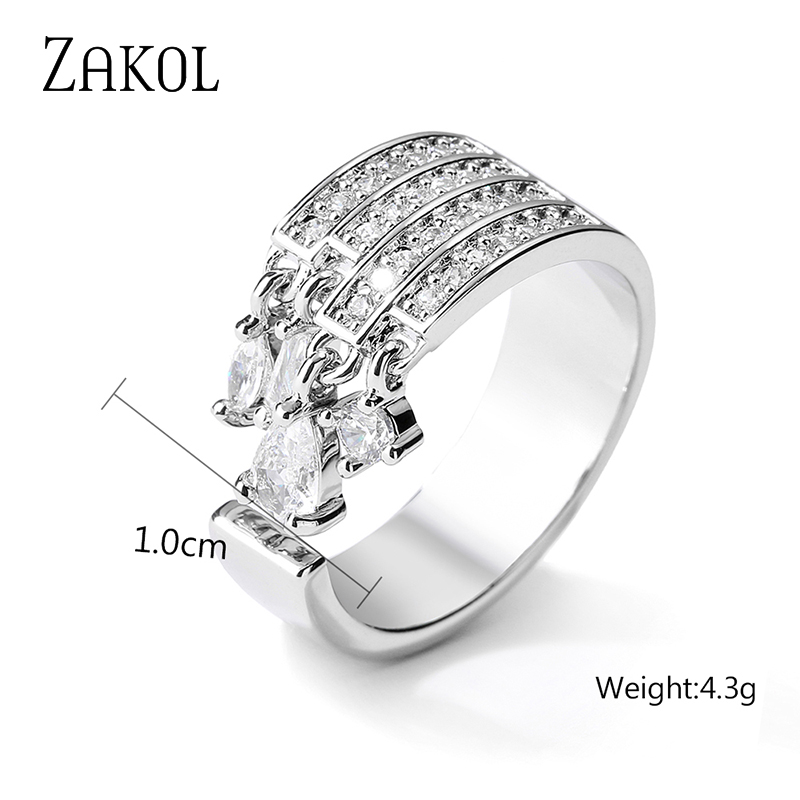 Fashion Multilayer Water Drop CZ Ring Zirconia Engagement Open Rings for Women Korea Sier Color Girls Wedding Jewelry