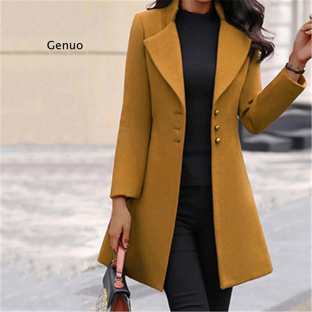Women's Wool Blends Women Fashion Long Sleeve Woolen Coat Lapel Solid Color Jacket Korean Version Fall Cardigan 221121