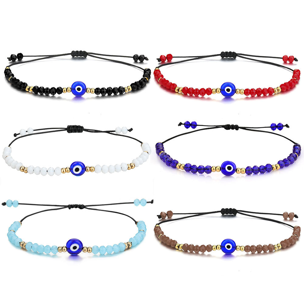 Turkish Eye Bracelet Blue Evil Eys Lucky Couple Bracelets for Women Colorful Bead Rope Chain Woven Bracelet Jewelry