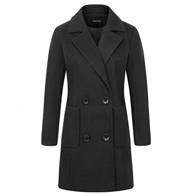 Women's Wool Blends Woolen Coat Turn-Down Collar Double Breasted Coats Autumn Korean Slim Khaki Black Jacket Female LD1423 221121