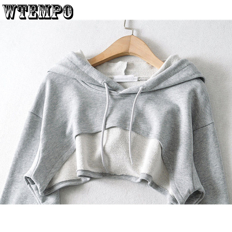 Women's Hoodies Sweatshirts Black Short Navel Pullover Blouse Long-sleeved Loose Top Spring Autumn Drop Wholesale 221121