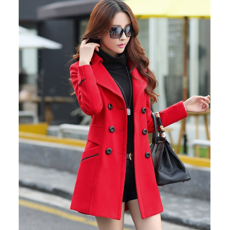 Women's Wool Blends UHYTGF Korean Winter Woman Coat Plus size en Long Female Autumn Fashion Double-Breasted Jacket 272 221121