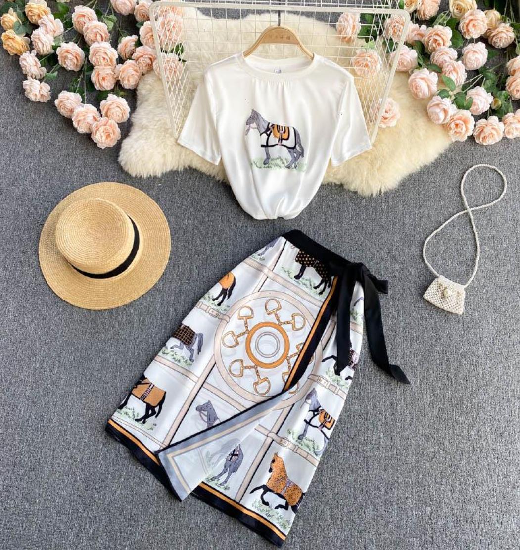 Singreiny Women Summer Design Dresses Korean Horse Print Set Short Sleeve O Neck White Tshirt High Waist Midi Skirt Two2563167
Singreiny Women Summer Design Dresses Korean Horse Print Set Short Sleeve O Neck White Tshirt High Waist Midi Skirt Two2563167