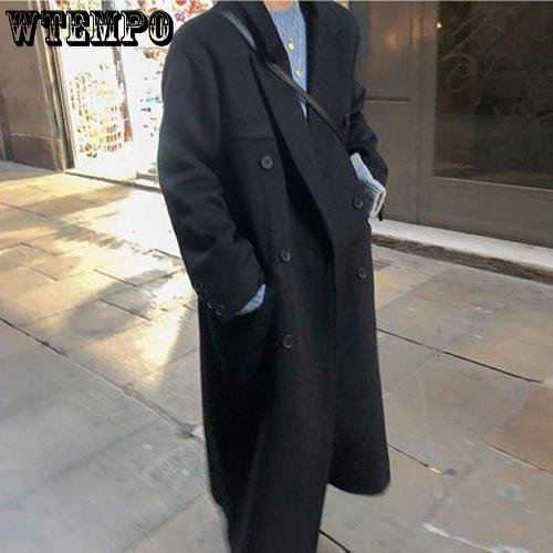 Women's Wool Blends Women en Coat Loose Overcoat Double-breasted Cashmere Thick Long Black Outwear Dust Female Autumn Winter 221121