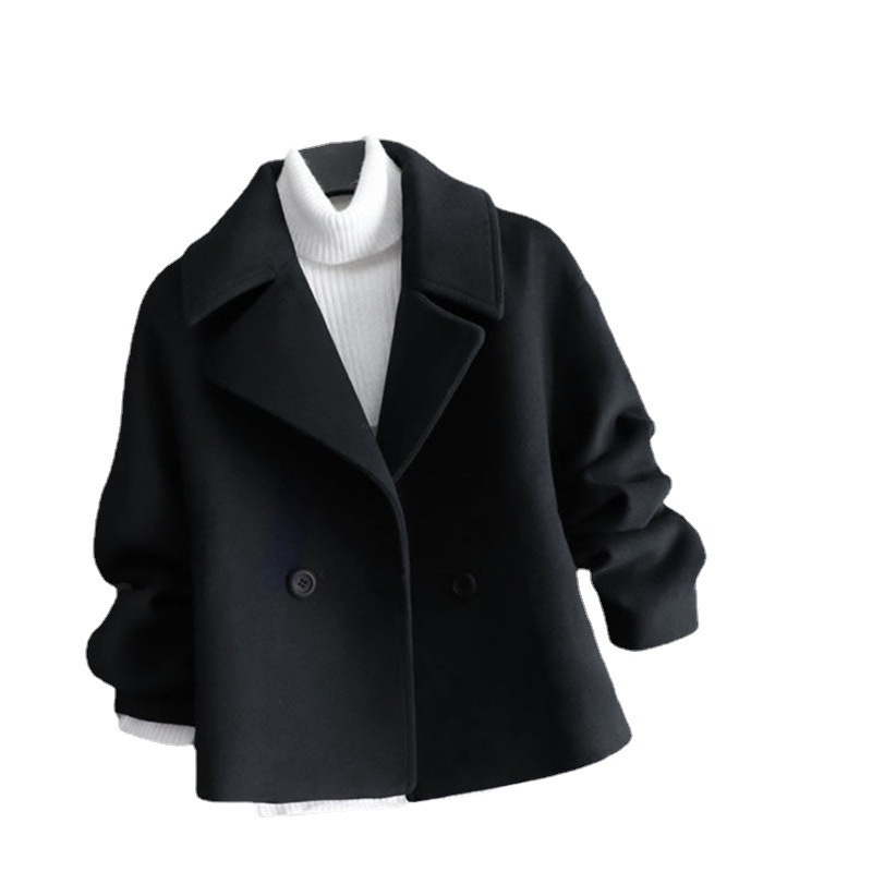 Women's Wool Blends Woolen Coat Loose Short Tops Temperament Was Thin Autumn Warm Parkas Jacket 744 221121