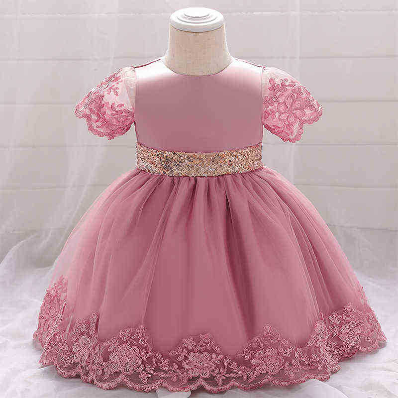 2022 Ceremony Infant 1st Birthday Dress For Baby Girl Clothes Sequin Dress Princess Dresses Party Baptism Clothing 0 1 2 Year Y220510