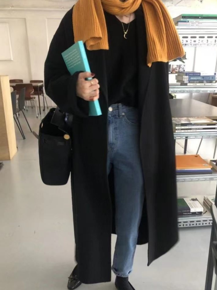 Women's Wool Blends Fashion Elegant Casual Women Woolen Jackets Winter Overcoat Long Sleeve Loose Vintage Outerwear Coats Femme Solid Clothes Clo