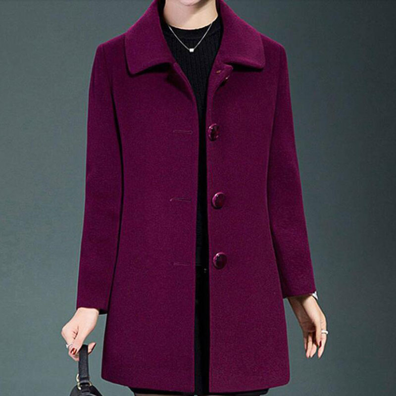 Women's Wool Blends Blended en Coat Outerwear Basic Women Single-Breasted Spring Autumn Winter Jacket Elegant Mother Dress 5XL 221121