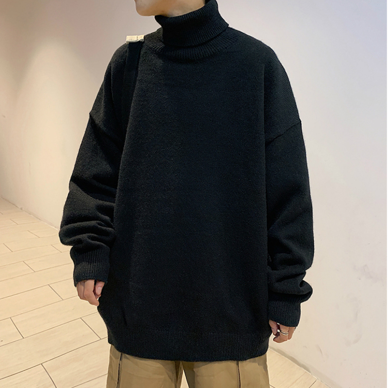 Men's Sweaters Knitted Warm Men Turtleneck Loose Casual Pullovers Bottoming Shirt Autumn Winter Solid Color 221121