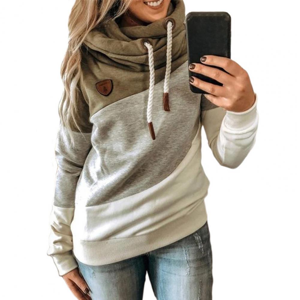 Women's Hoodies Sweatshirts Women Autumn Winter Hoodie Color Block Patchwork Long Sleeve Drawstring Hooded Sweatshirt for Daily Wear 221121