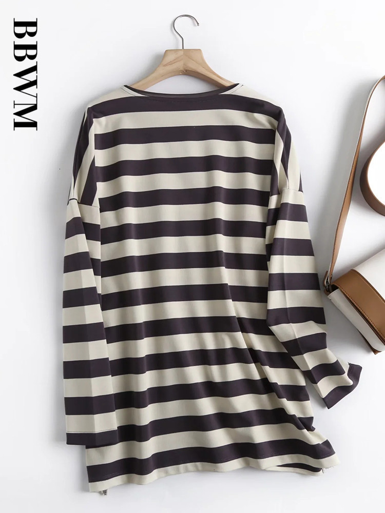 Women's Hoodies Sweatshirts Women High Quality Striped Print Oversize Long Sleeve O Neck Loose Pullovers Female Tops 221121