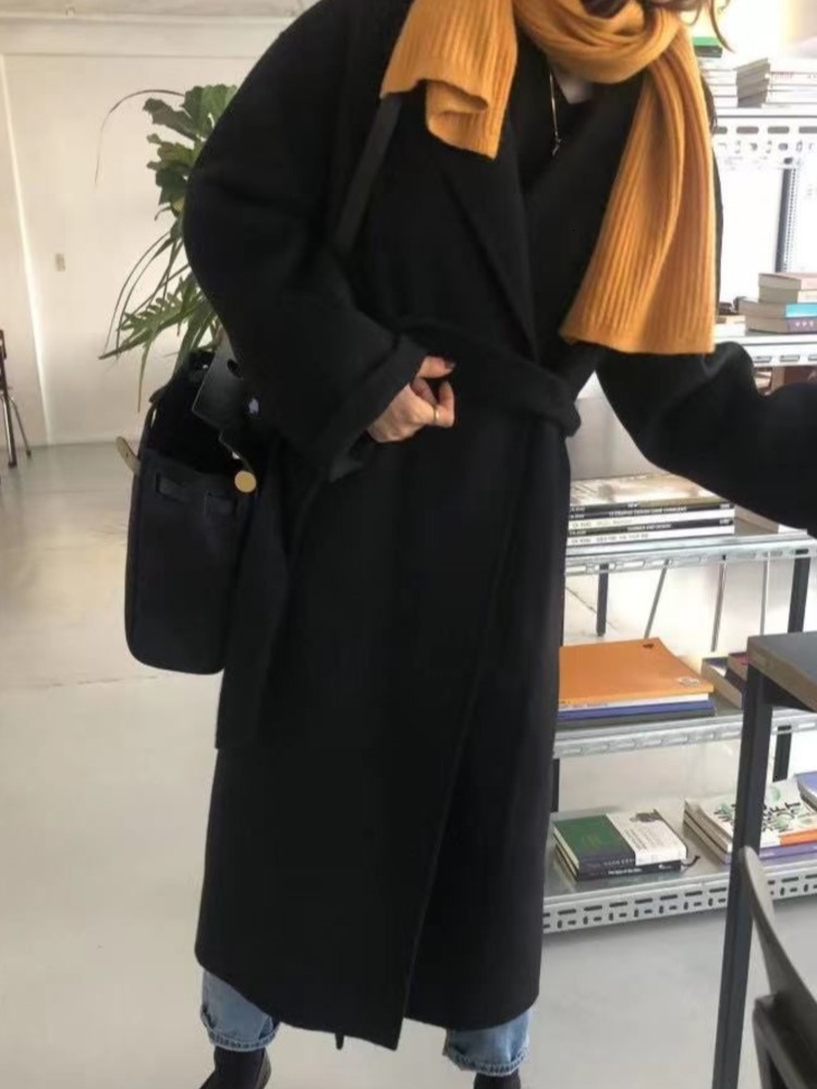 Women's Wool Blends Fashion Elegant Casual Women Woolen Jackets Winter Overcoat Long Sleeve Loose Vintage Outerwear Coats Femme Solid Clothes Clo