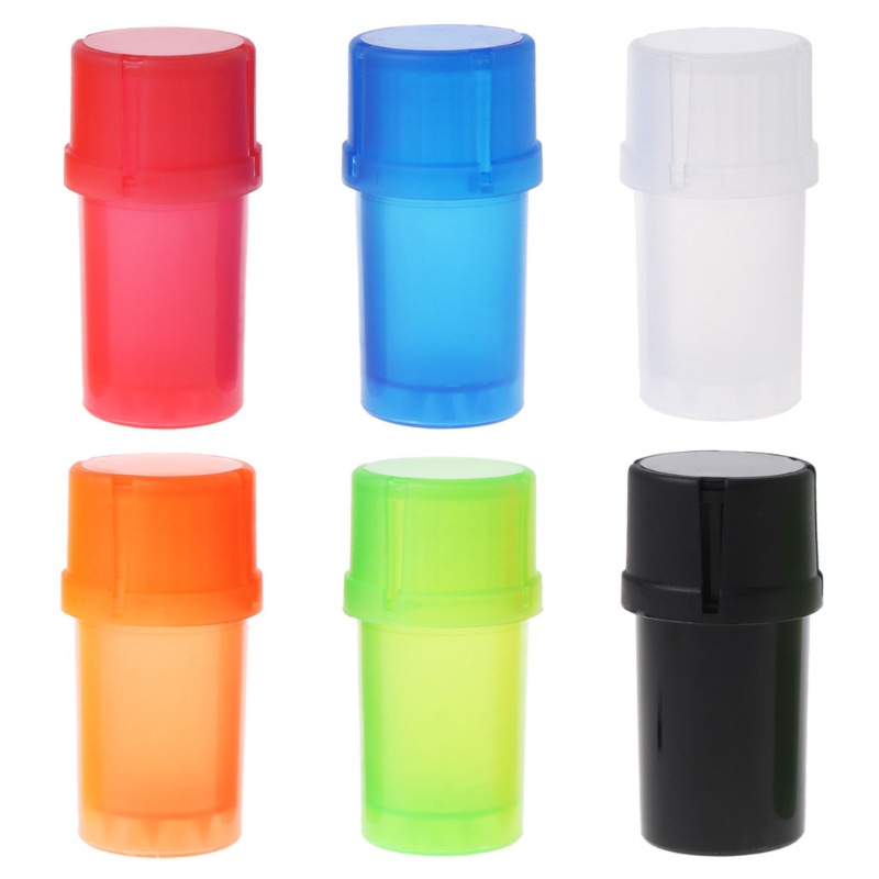 Plastic Smoking Jar Bottle Container Herb Tobacco Grinders Storage and Grinding 2 IN 1 Shredder Hand Grinder 6 Colors 2pcs Retails