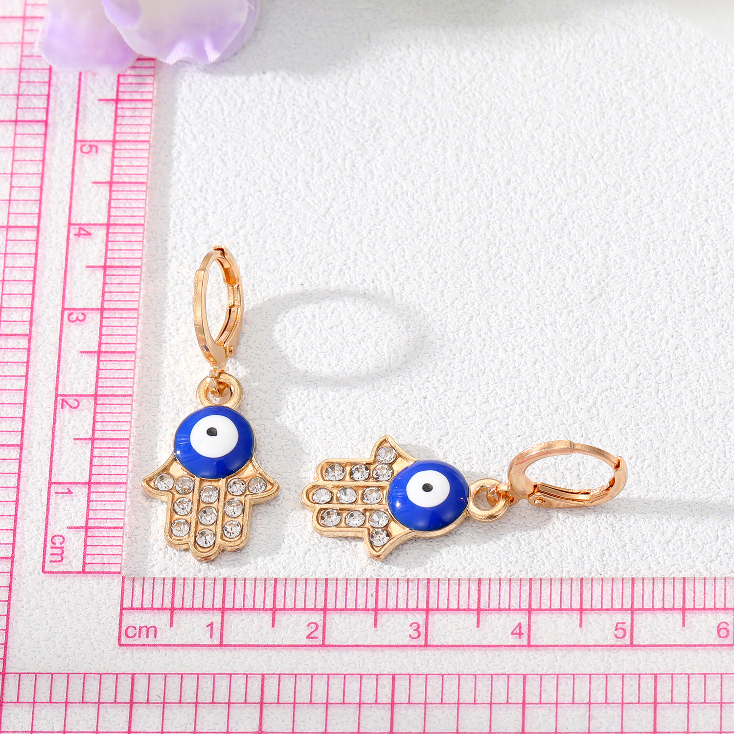 Zircon Hamsa Hand Evil Eye Hoop Earrings For Women Vintage Metal Fatima Turkey Lucky Blue Eye Circle Earring Party Jewelry