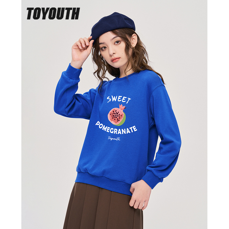 Women's Hoodies Sweatshirts Toyouth Women Fleece Autumn Long Sleeve O Neck Loose Hoodie Fruit Print Multicolor Casual Streetwear Pullover 221121