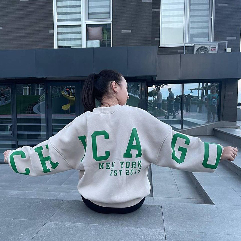 Women's Hoodies Sweatshirts Letter Printing Sweatshirt Fleece Long Sleeve Female Pullover Autumn Winter Streetwear 221121