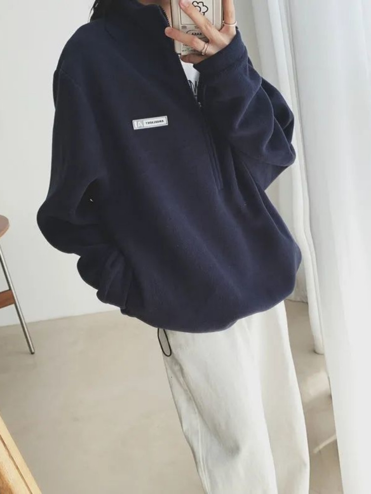 Women's Hoodies Sweatshirts QWEEK Korean Warm Fleece Women casual Kpop Fashion Plus Velevt Sweatshirt Top Autumn Winter 221121