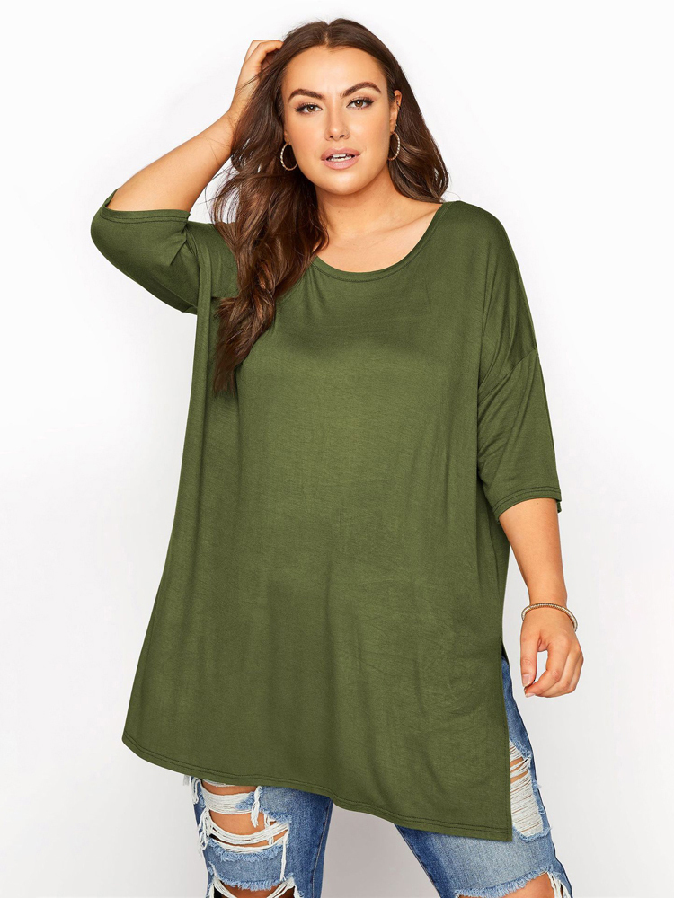 Women's Plus Size TShirt Plus Size for women t shirt casual solid color tshirt street fashion oneck summer cotton short sleeve t shirts 221121