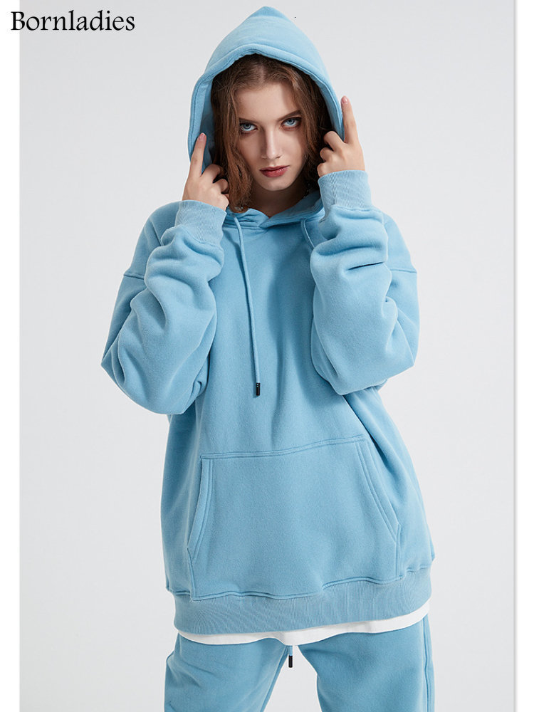 Women's Hoodies Sweatshirts Bornladies Couple Sets Winter Thicken Fleece Women Cotton Sweatshirt Oversized Female Warm Pullovers Jacket 221121