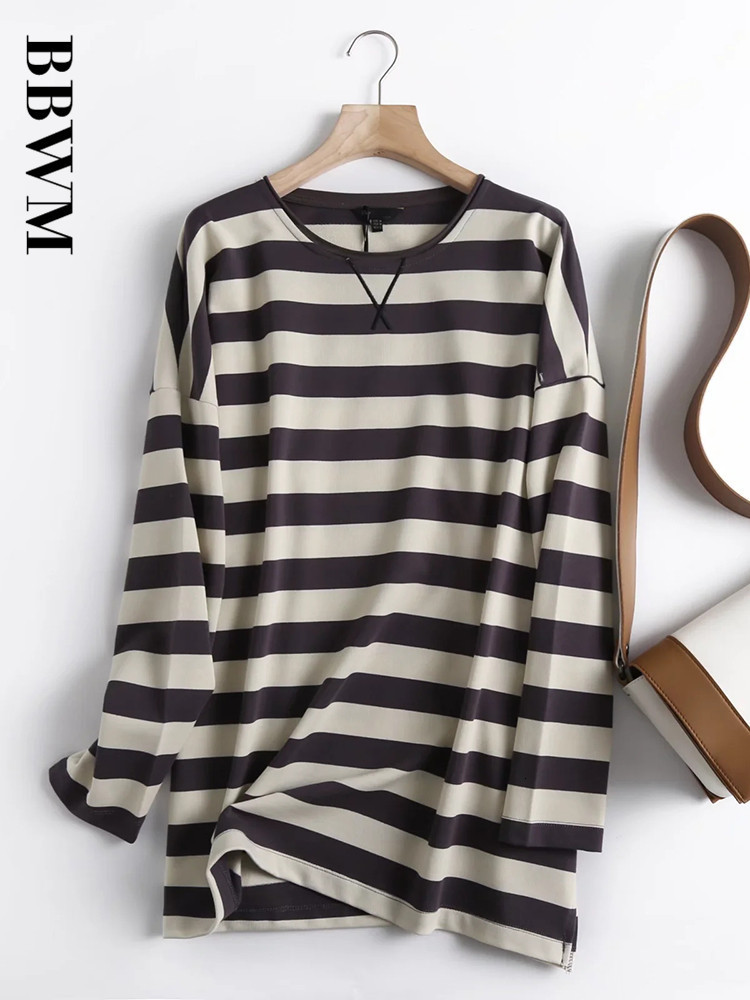 Women's Hoodies Sweatshirts Women High Quality Striped Print Oversize Long Sleeve O Neck Loose Pullovers Female Tops 221121