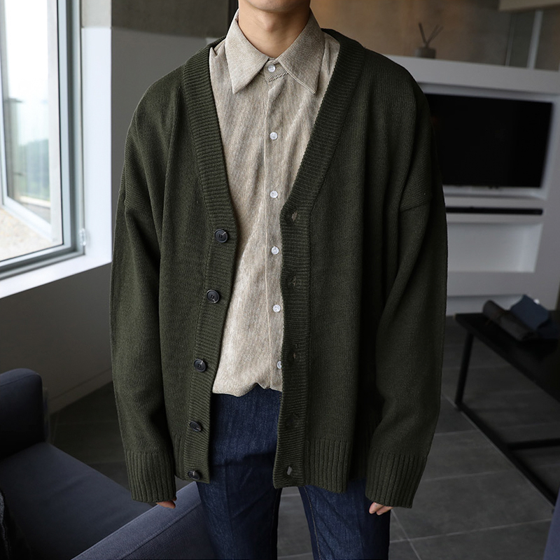 Men's Sweaters IEFB / Wear Knitted Sweater Loose V-neck Single-breasted Solid Color Cardigan Coat Autumn 9Y3266 221121