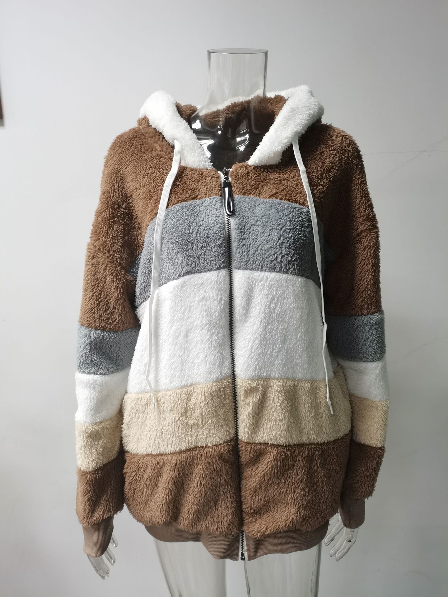 Women's Hoodies Sweatshirts Winter Coat Fashion Casual Stitching Plaid Ladies Clothes Hooded Zipper Jacket 221121