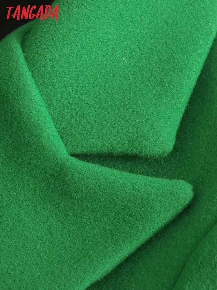 Women's Wool Blends Tangada Women Winter Green Thick Woolen Coats Double Breasted Long Sleeves Pocket Ladies Elegant OverCoat 4M60 221121