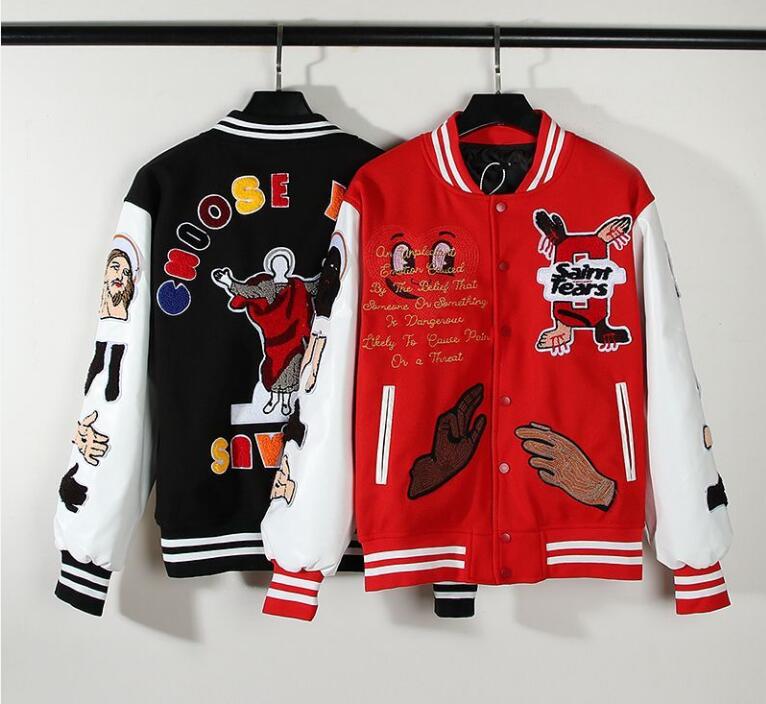 autumn winter Woolen jackets for men hip hop saint tears baseball jacket leather sleeve Men's coat, Red
autumn winter Woolen jackets for men hip hop saint tears baseball jacket leather sleeve Men's coat, Red