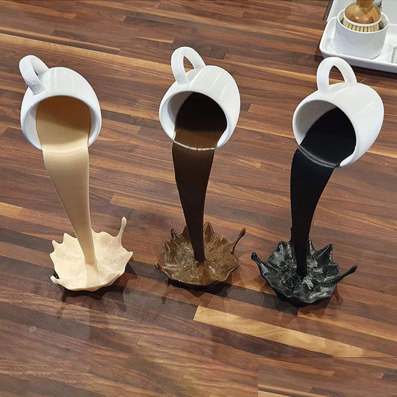 Mugs Mugs 25Cm Floating Spilling Coffee Cup Scpture Kitchen Decor Magic Pouring Splash Drop Delivery Home Garden Dining Bar Drinkware Dhcew