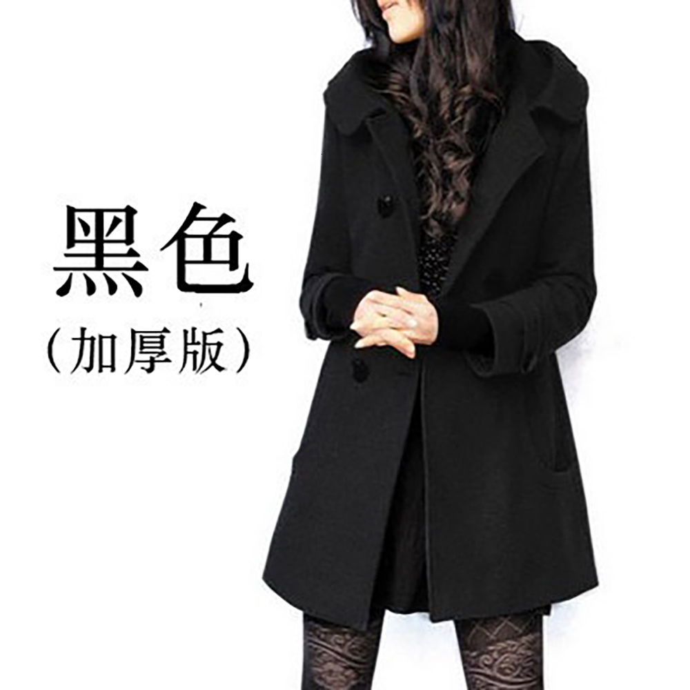 Women's Wool Blends women's autumn and winter mid-length double-breasted hooded coat plus fat thick woolen size windbreaker 221121