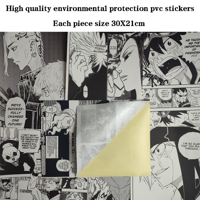 Popular English anime 21x30cm 20/30/40pcs manga wall stickers anime wallpaper print anime stickers Teen room decoration 220315
