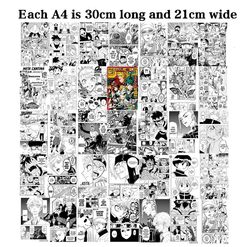 Popular English anime 21x30cm 20/30/40pcs manga wall stickers anime wallpaper print anime stickers Teen room decoration 220315
