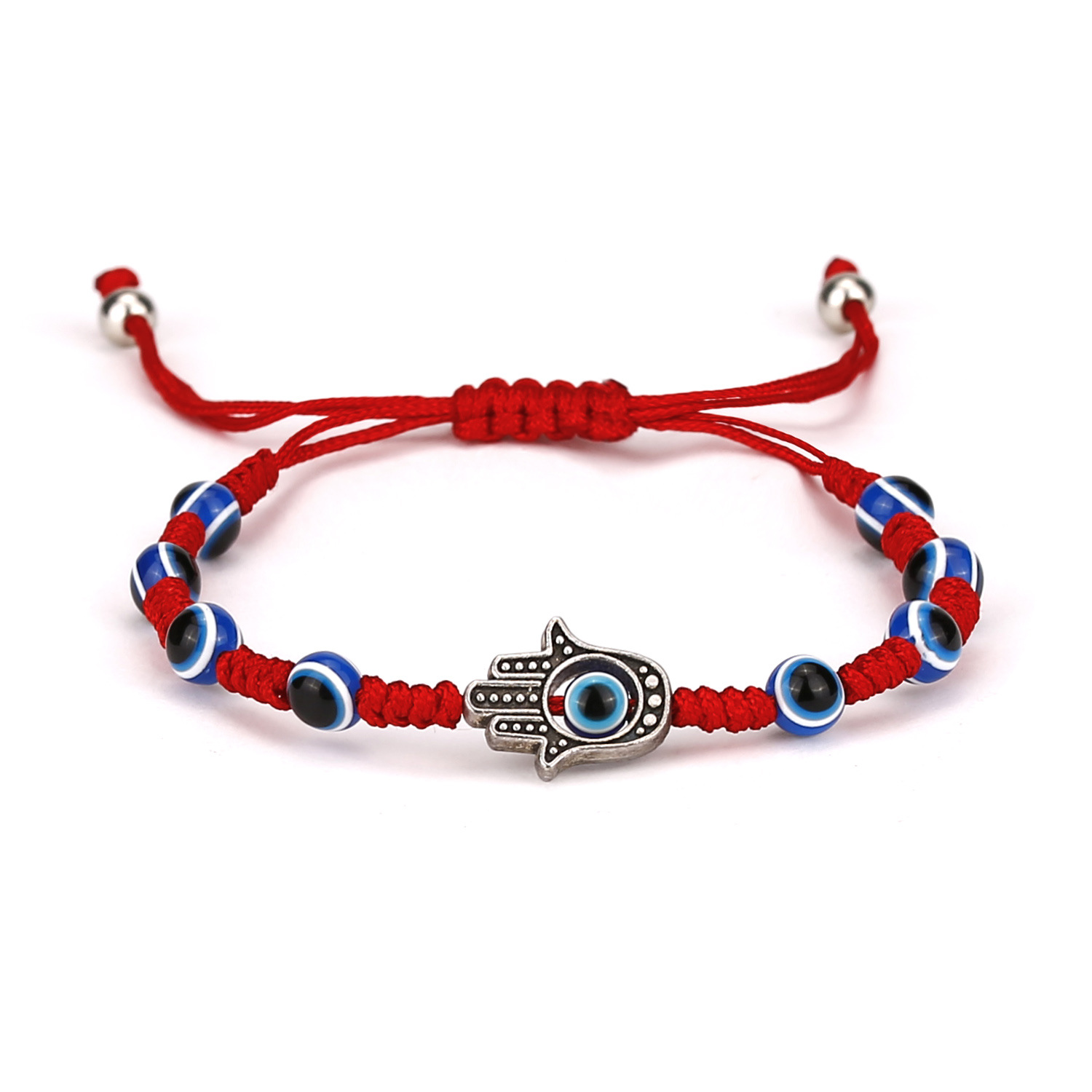 Blue Lucky Evil Eye Hand of Fatima Bracelet for Women Men Lovers Handmade Black String Thread Rope Couple Bracelets Jewelry Gift