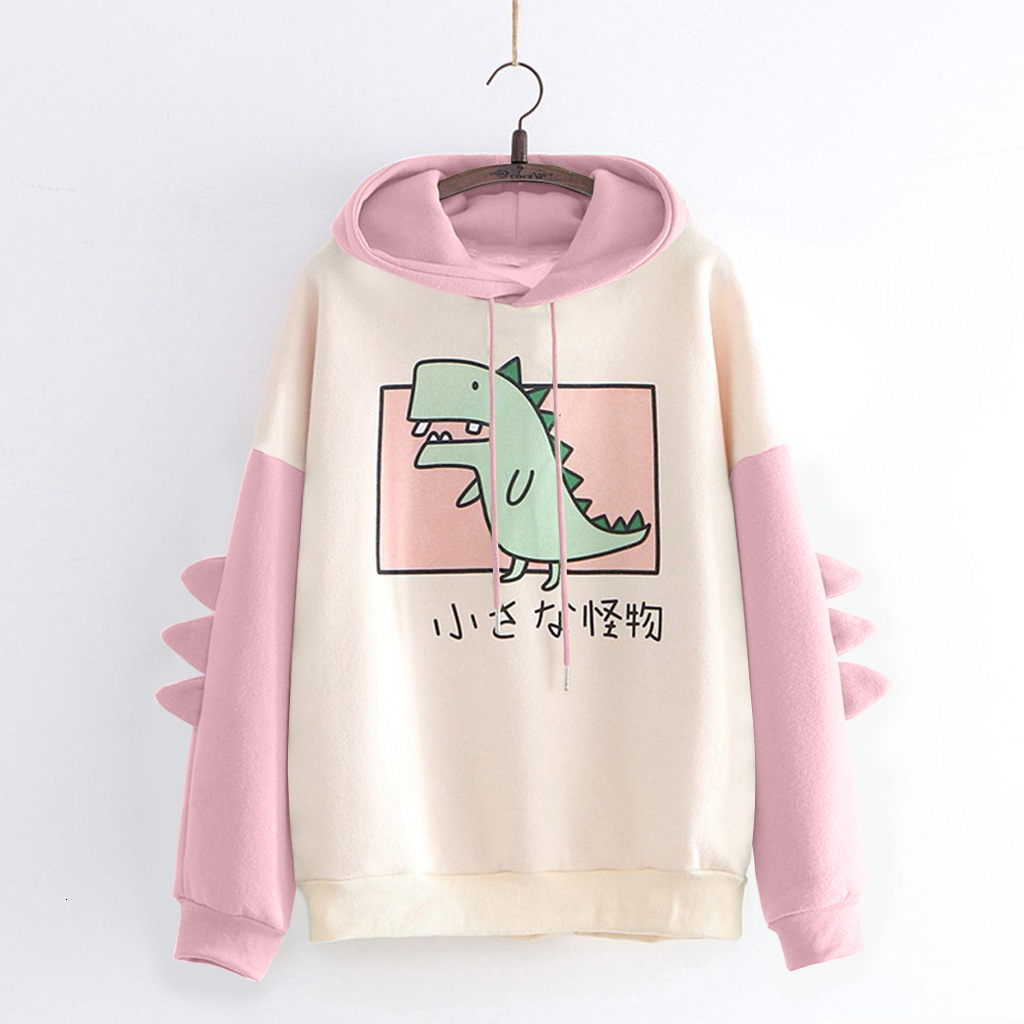 Women's Hoodies Sweatshirts Cartoon Dinosaur Oversized Hoodie Women Fashion Casual Print Korean Style Thicken Winter dino hoodie Tops 221121