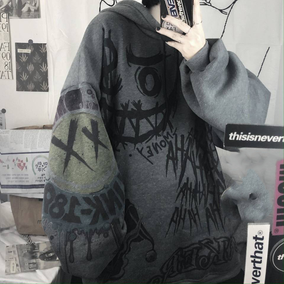 Women's Hoodies Sweatshirts Gothic Japan Cartoon Hip Hop Sweatshirt Oversize Women Spring Autumn Funny Punk Tops Females Clothes Girl 221121